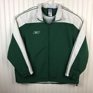 Reebok Full Zip Jacket Mesh Lined Green White XXL